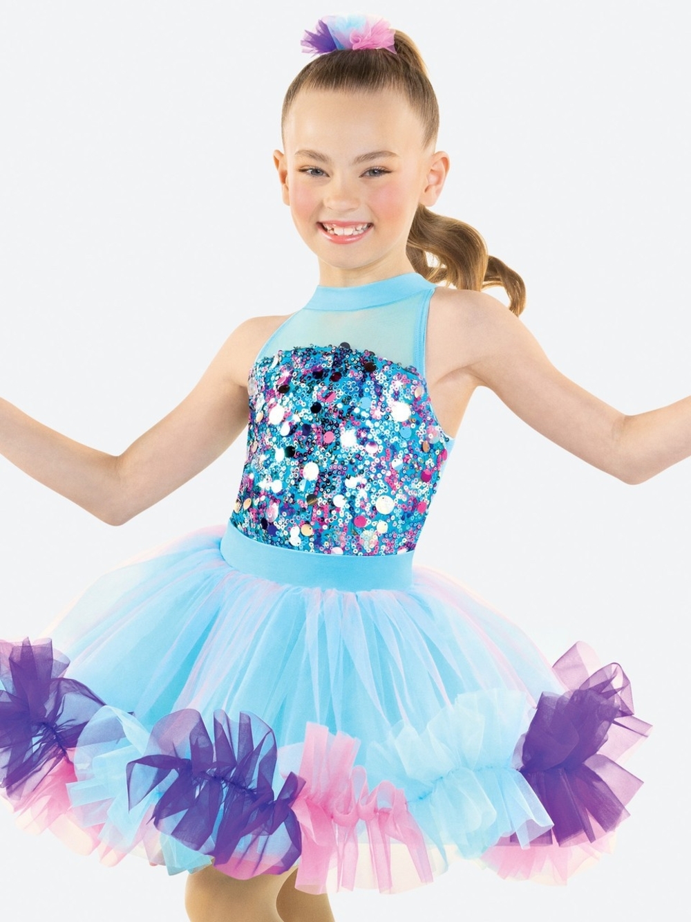Aqua Sequin Tulle Tutus Dance Costume for Kids
